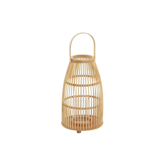 DKD Home Decor Kynttilänjalka Lasi/Bambu (25 x 25 x 56 cm)