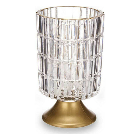 Gift Decor LED-lyhty Metalli Kullattu Läpinäkyvä Lasi (10,7 x 18 x 10,7 cm)