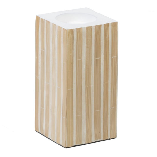BigBuy Home Kynttilänjalka Beige Bambu/Puu MDF 10,5 x 10,5 x 21 cm